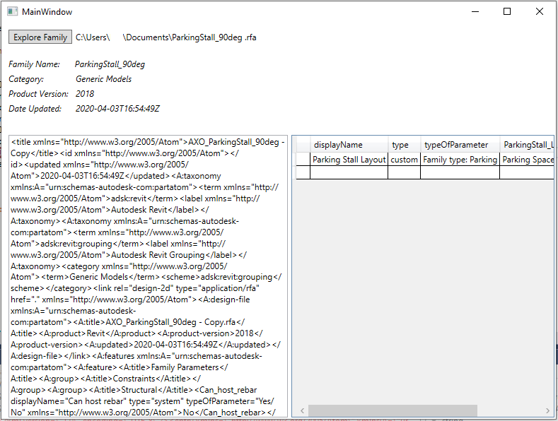 WIP - WPF App that extracts Part Atom XML from Revit Families